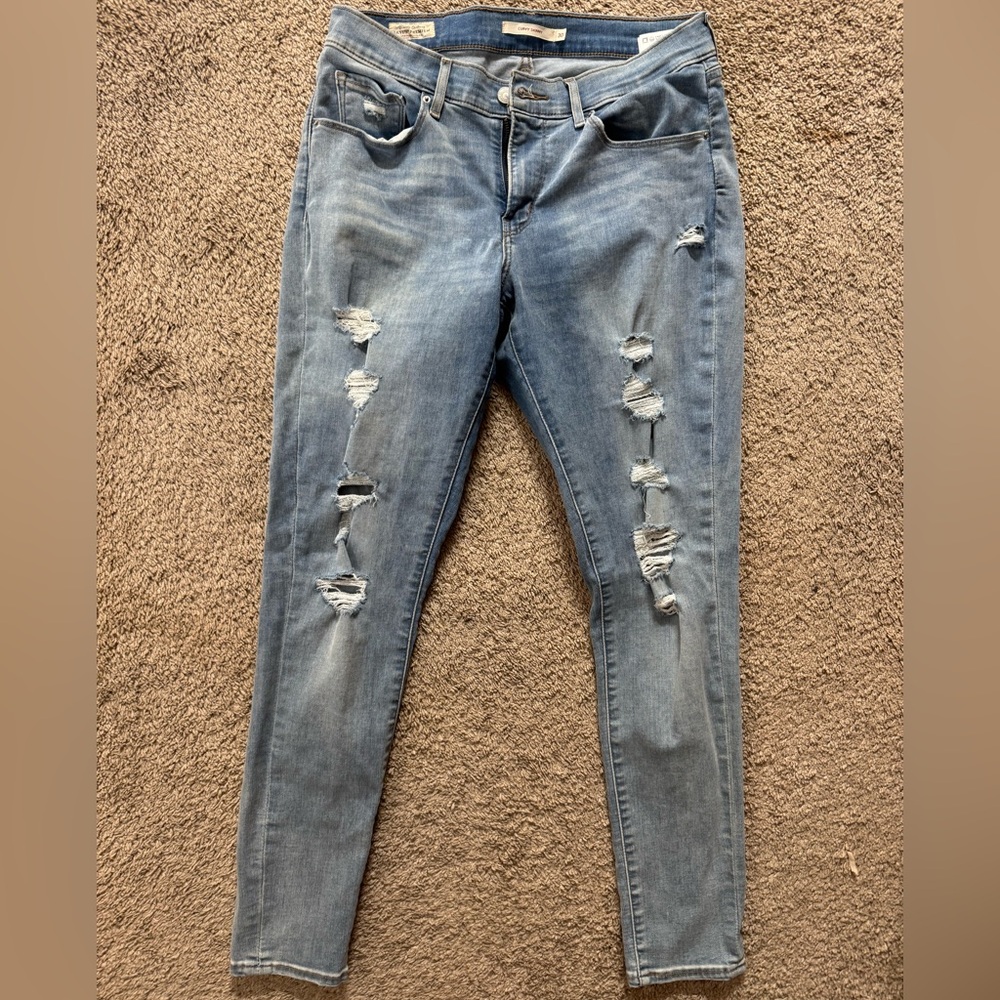 Levi's Blue Skinny Jeans with Distressed Details
